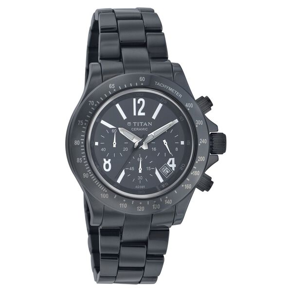 Titan Chronograph Black Dial Ceramic Strap watch for Men - image number 0
