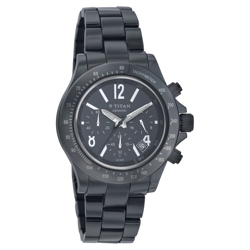 Titan Chronograph Black Dial Ceramic Strap watch for Men
