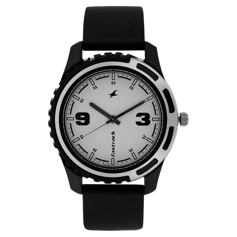 Fastrack Quartz Analog White Dial Plastic Strap Watch for Guys