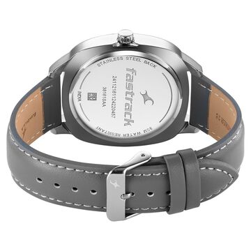 Fastrack Stunners X Quartz Analog Grey Dial Leather Strap Watch For Guys