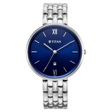 Titan Neo Quartz Analog Blue Dial Silver Metal Strap Watch For Women