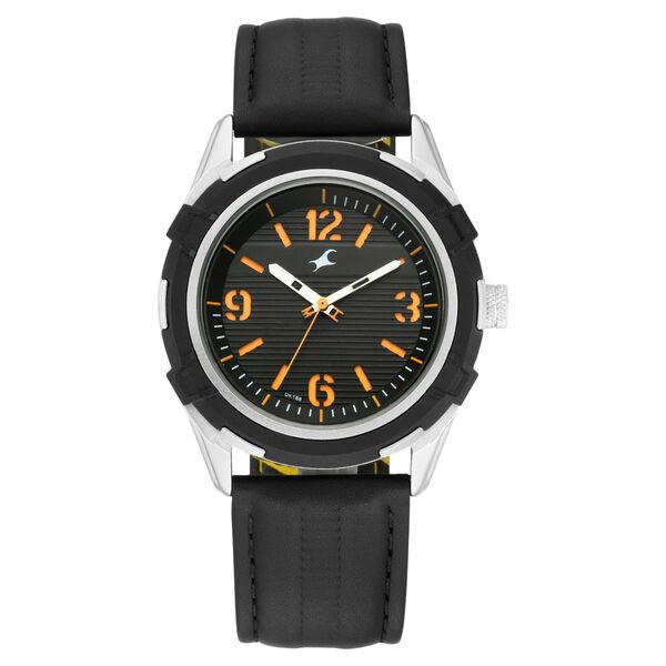 Fastrack Fastfit Quartz Analog Black Dial Leather Strap Watch for Guys - image number 2