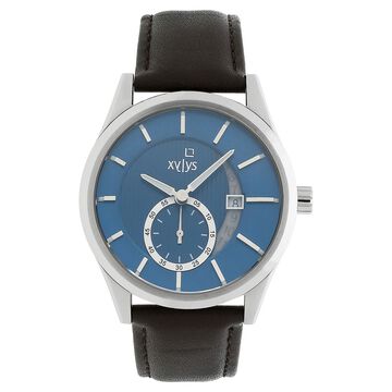 Xylys Quartz Analog with Date Blue Dial Leather Strap Watch for Men