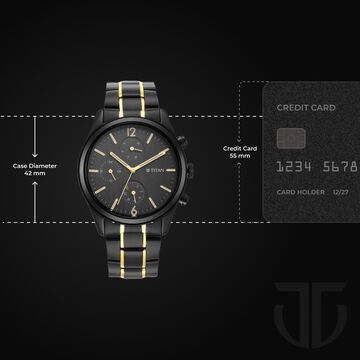 Titan Black and Gold Anthracite Dial Analog Stainless Steel Strap watch for Men
