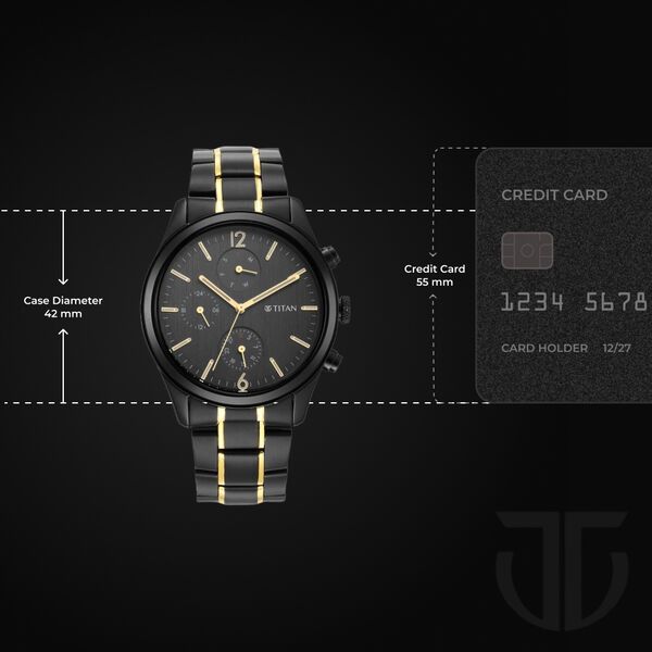 Titan Black and Gold Anthracite Dial Analog Stainless Steel Strap watch for Men - image number 2