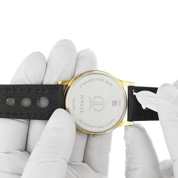 22 mm Black Genuine Leather Straps for Men - image number 5