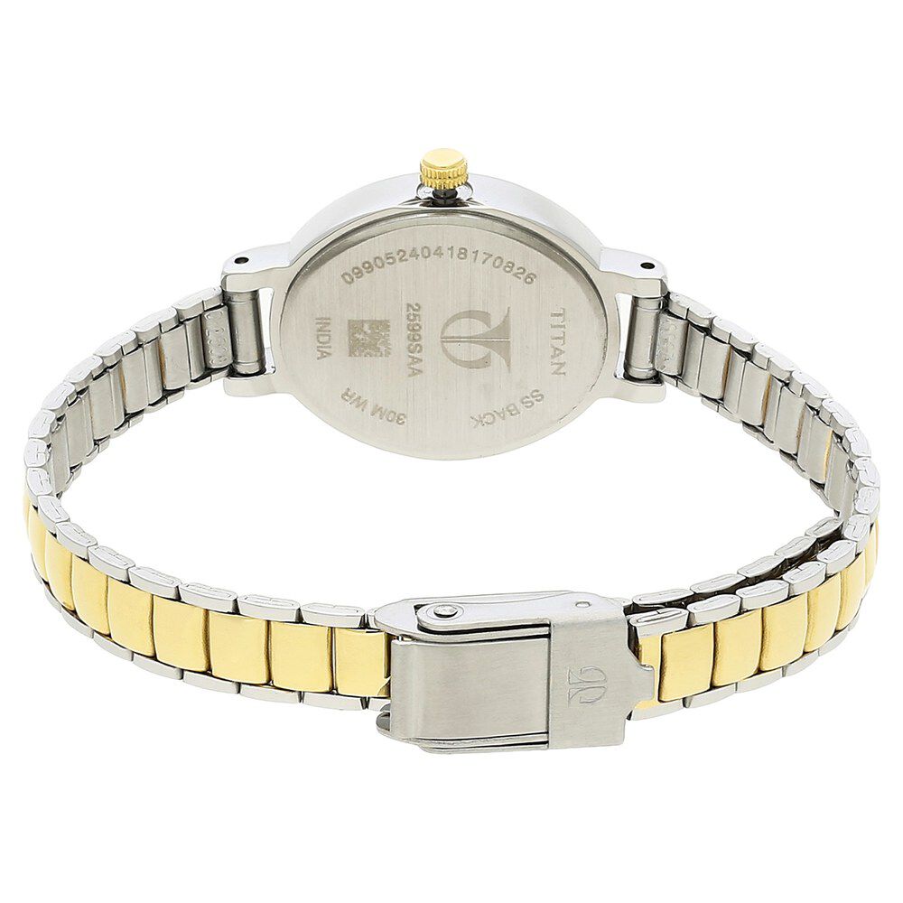 Buy Online Titan Quartz Analog with Date Champagne Dial Stainless