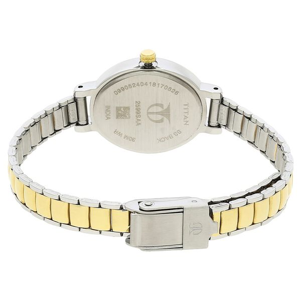 Titan Quartz Analog with Date Champagne Dial Stainless Steel Strap Watch for Women - image number 4