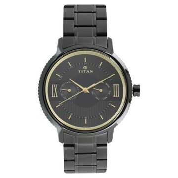 Titan Regalia Baron Black Dial Analog with Day and Date Stainless Steel Strap Watch for Men