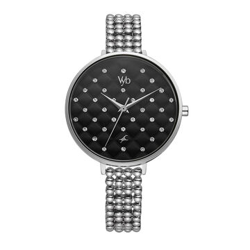 Vyb by Fastrack Quartz Analog Black Dial Metal Strap Watch for Girls