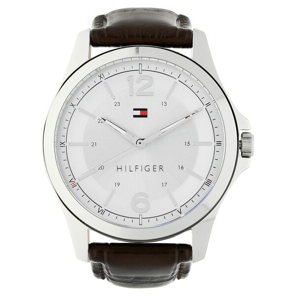 Tommy Hilfiger Quartz Analog White Dial Leather Strap Watch for Men - image number 0