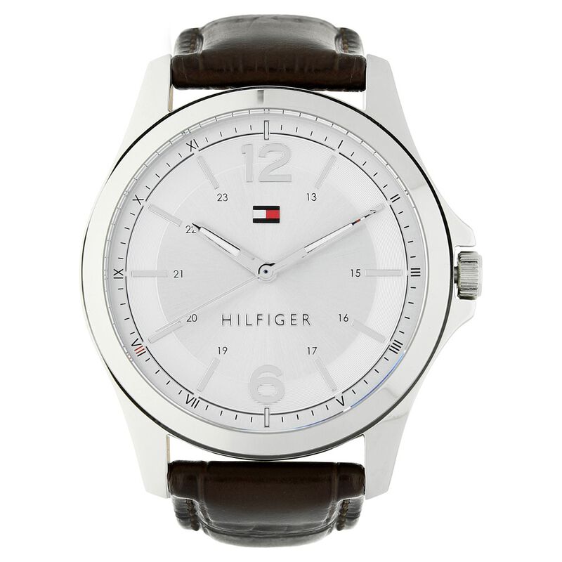 Tommy Hilfiger Quartz Analog White Dial Leather Strap Watch for Men