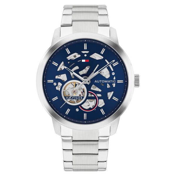 Tommy Hilfiger Automatic Blue Dial Stainless Steel Strap Watch For Men - image number 0