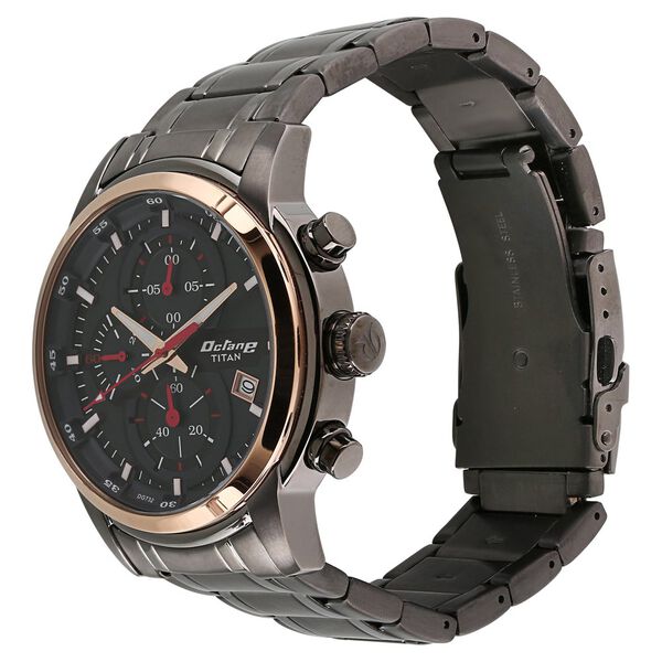 Titan Octane Quartz Chronograph Black Dial Stainless Steel Strap Watch for Men - image number 1