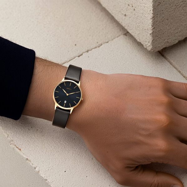 Titan Nebula Lustre 18k Gold Analog Leather Strap Watch for Men - image number 6