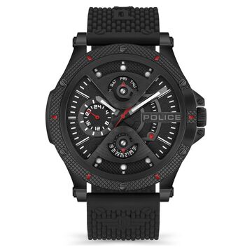Police Quartz Multifunction Black Dial Silicone Strap Watch for Men