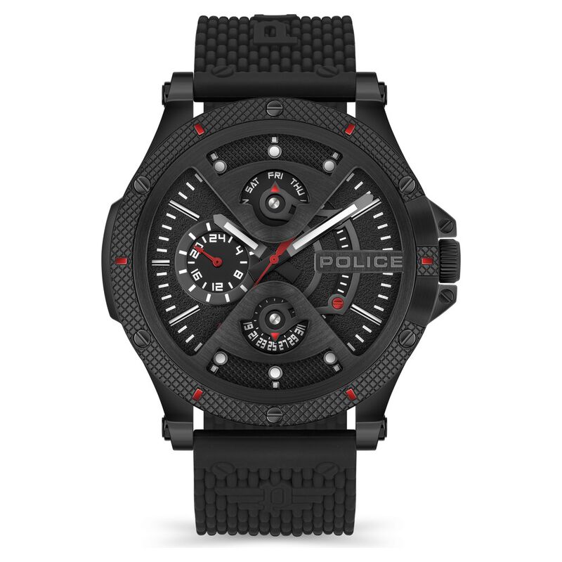 Police Quartz Multifunction Black Dial Silicone Strap Watch for Men - image number 0