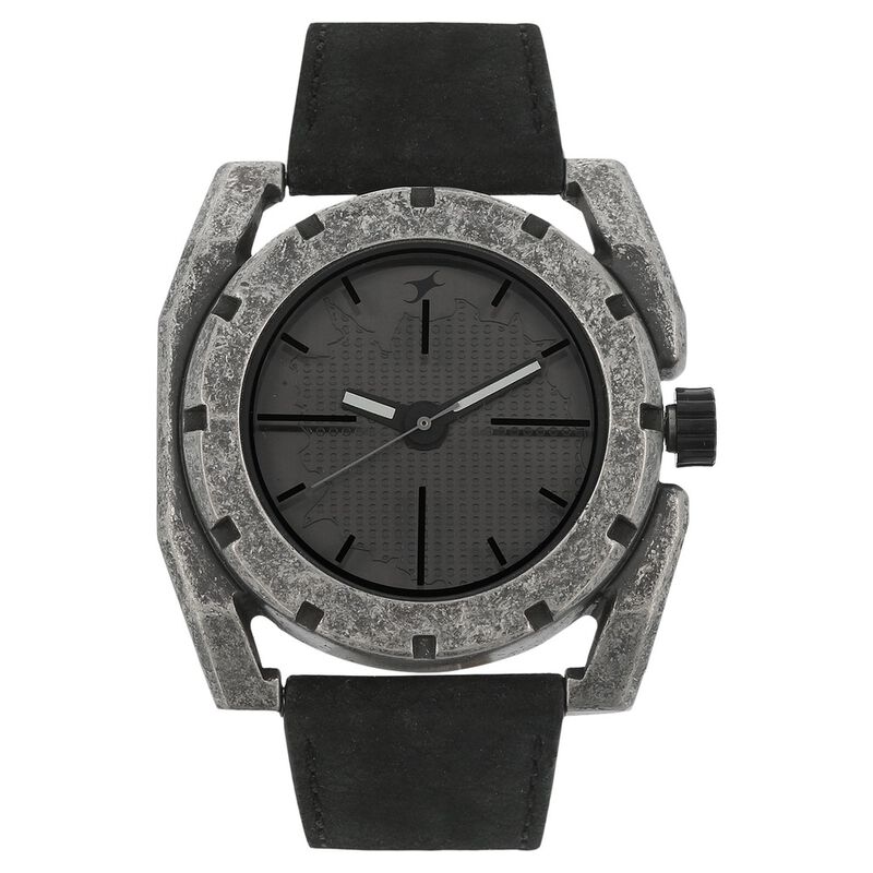 Fastrack Quartz Analog Black Dial Leather Strap Watch for Guys