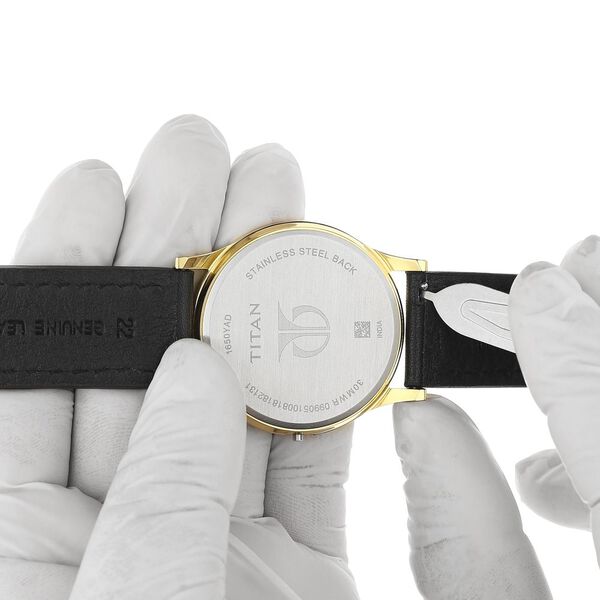 22 mm Black Genuine Leather Straps for Men - image number 5