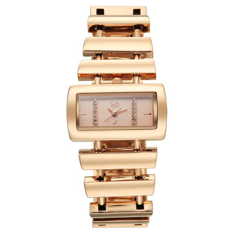 Vyb Siren By Fastrack Quartz Analog Rose Gold Dial Rose Gold Metal Strap Watch For Girls