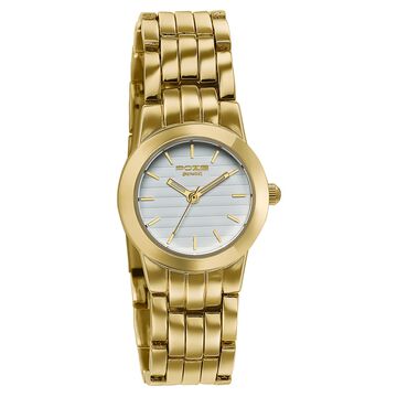 Poze Poze Quartz Analog Off White Dial Golden Metal Strap Watch For Women