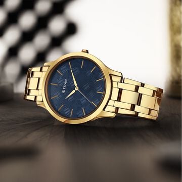 Titan Karishma Radiance Blue Dial Analog Stainless Steel Strap watch for Men