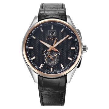 Xylys Swiss Chronograph Black Leather Strap and Dial Watch For Men