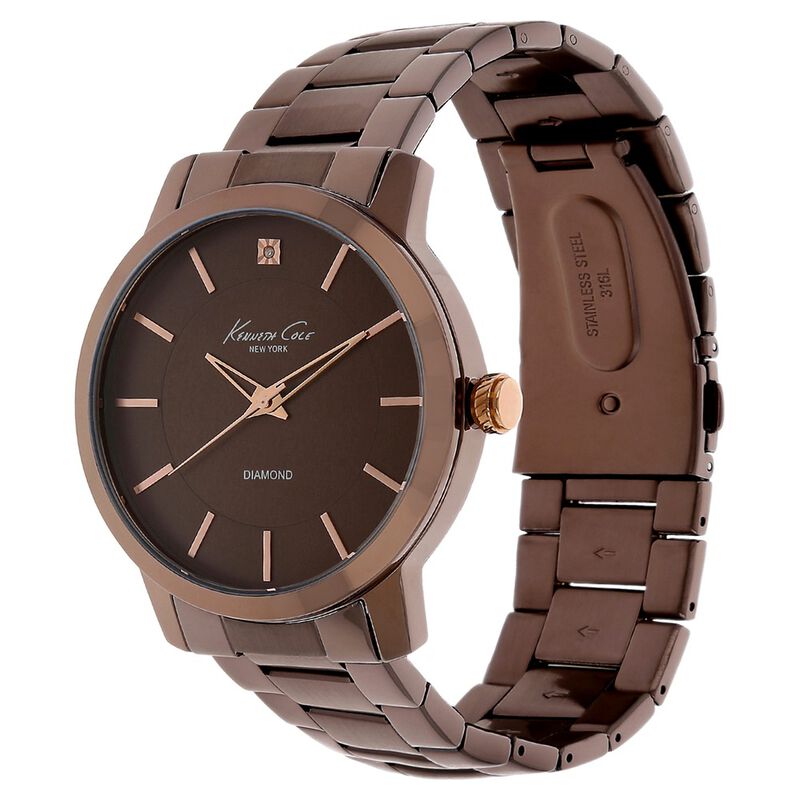 Kenneth Cole Quartz Analog Brown Dial Stainless Steel Strap Watch for Men - image number 1