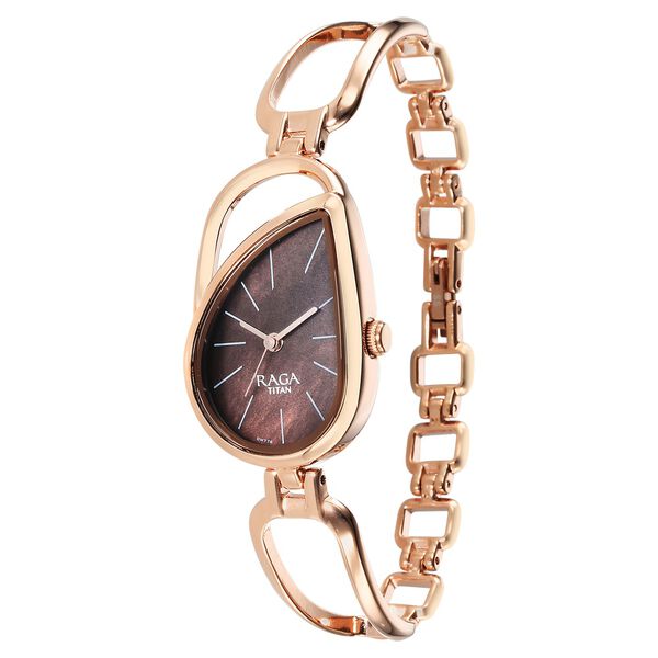 Titan Raga Chic Quartz Analog Brown Dial Rose Gold Metal Strap Watch for Women - image number 2