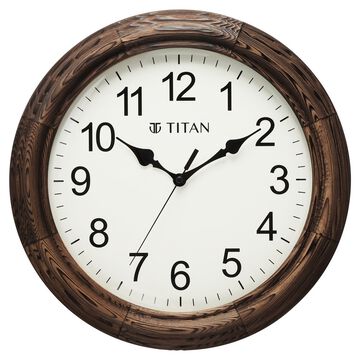 Titan Wooden Wall Clock with flame treated case White Dial Silent Sweep Technology - 35.5 cm x 35.5 cm (Medium)