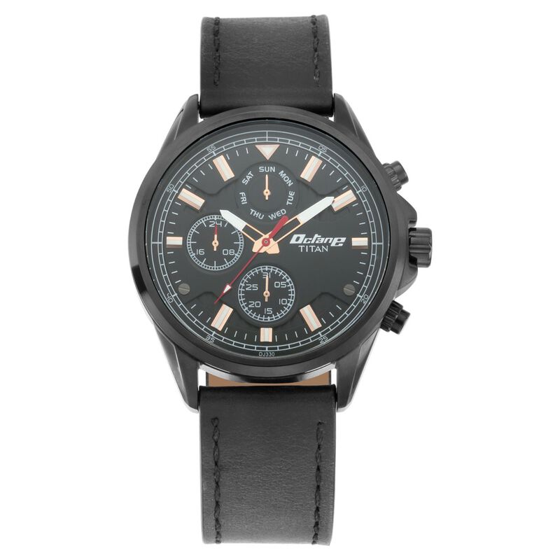 Titan Quartz Multifunction Black Dial Leather Strap Watch for Men - image number 1