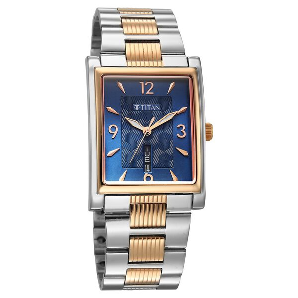 Titan Karishma Wedding Edit Analog with Day Date With Blue Dial Two Toned Stainless Steel Strap Watch for Men - image number 1