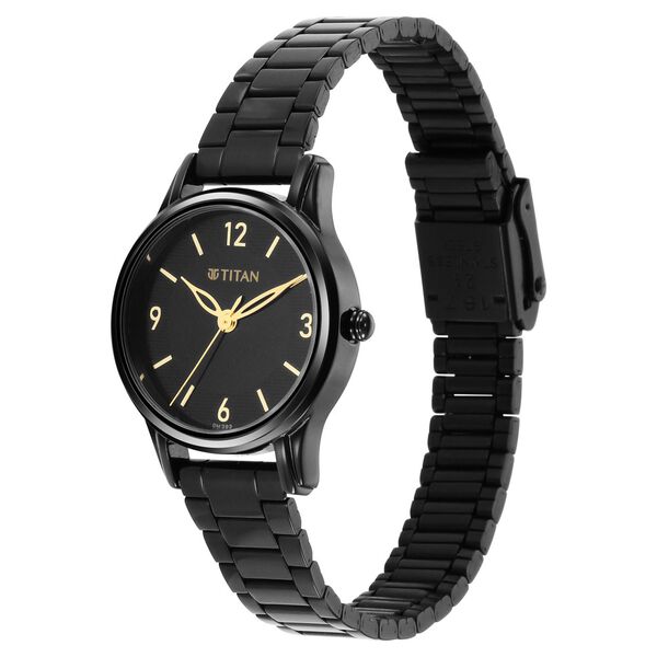 Titan Quartz Analog Black Dial Stainless Steel Strap Watch for Women - image number 2
