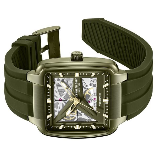 Kenneth Cole-Automatic Green Dial Green Silicone Strap Watch For Men - image number 4