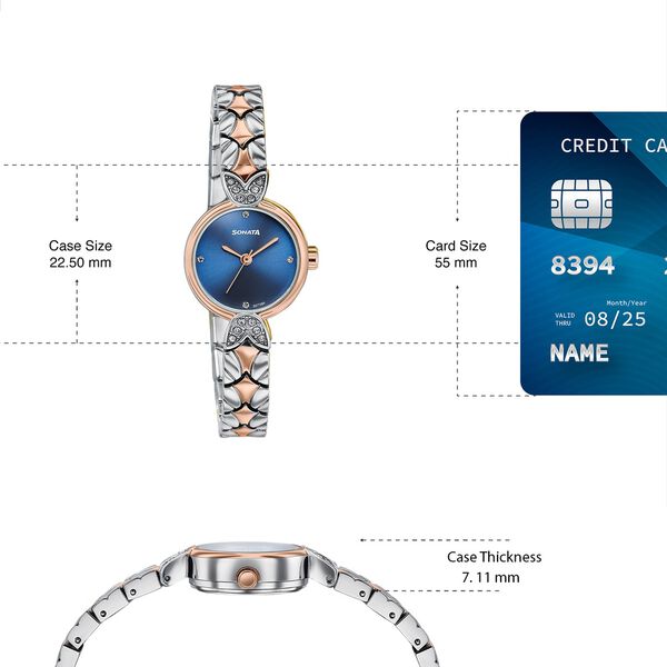 Women's Vintage style blue Blue dial Bracelet Watch - image number 3