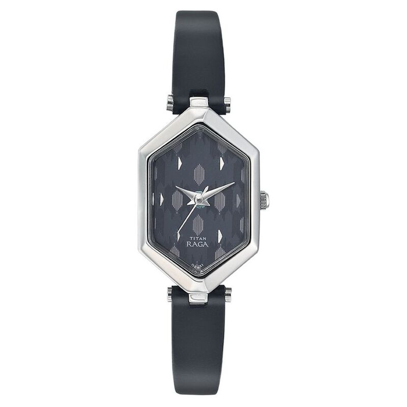 Titan Quartz Analog Black Dial Leather Strap Watch for Women