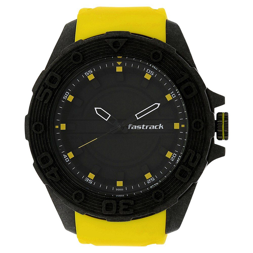 Buy Online Fastrack Light Weight Quartz Analog Black Dial Silicone Strap Watch for Guys nj38030pp02 Titan