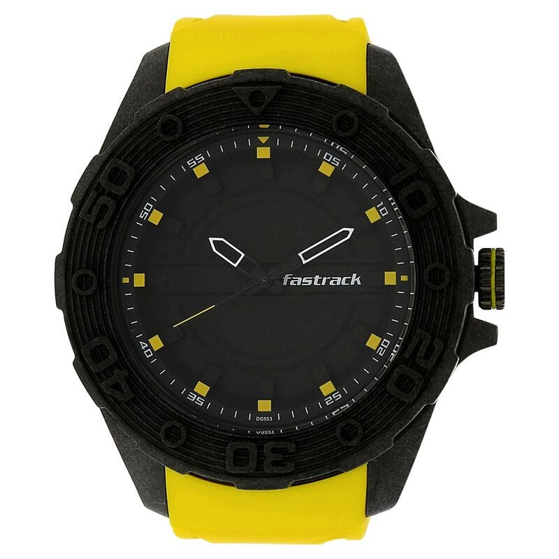Fastrack Light Weight Quartz Analog Black Dial Silicone Strap Watch for Guys