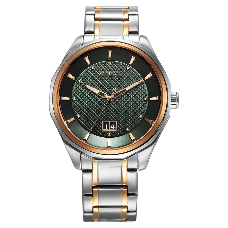 Titan Regalia Opulent Quartz Analog with Date Green Dial With Two Toned Stainless Steel Strap Watch For Men