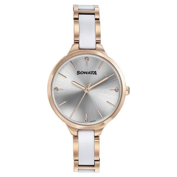 Sonata Quartz Analog Silver Dial Two Toned Stainless Steel Strap Watch For Women - image number 1