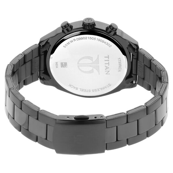 Titan Men's Metropolitan Luxe: Multifunction Mono black Dial with Two-Tone Stainless Steel Bracelet Watch - image number 4