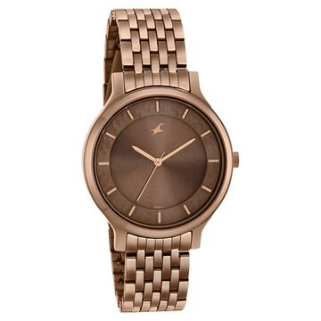 Fastrack Crush Quartz Analog Brown Dial Stainless Steel Strap Watch for Girls
