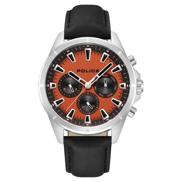 Police Orange Dial Quartz Multifunction Watch for Men