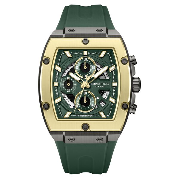 Kenneth Cole Quartz Multifunction Green Dial Green Colour Silicone Strap Watch For Men - image number 0