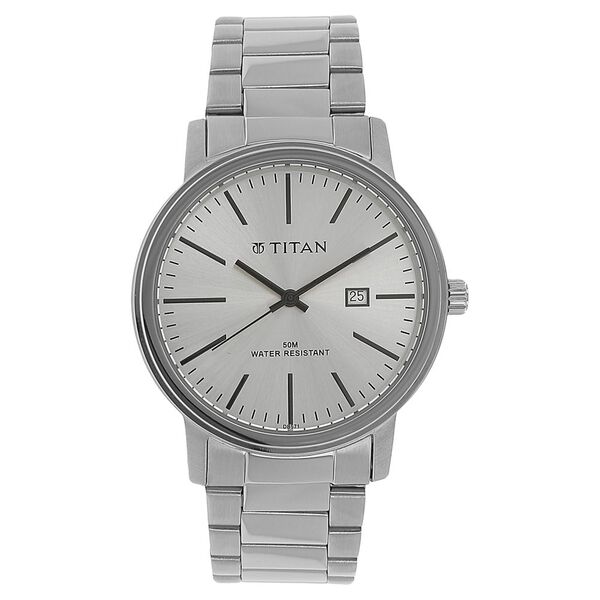 Titan Quartz Analog with Date Black Dial Metal Strap Watch for Men - image number 0