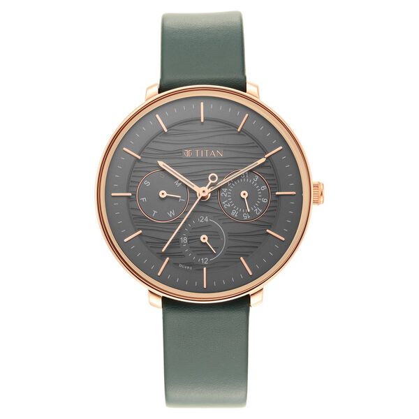 Titan Women's Svelte Black: Multi-Function Watch with Leather Strap - image number 1
