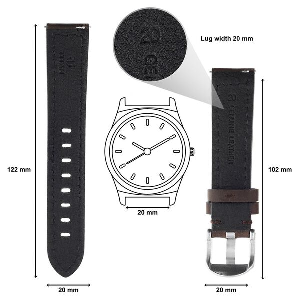 20 mm Brown Genuine Leather Straps for Men - image number 1
