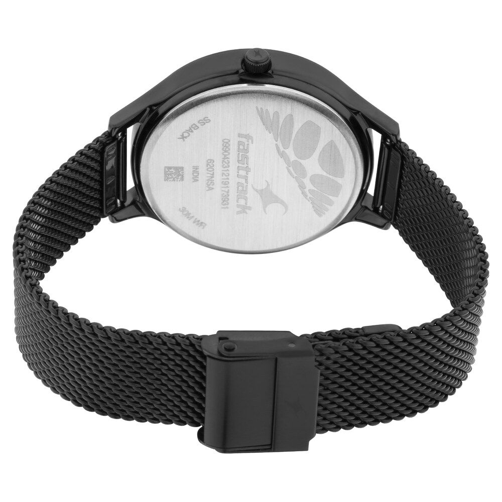 Buy Online Fastrack Ruffles Quartz Analog with Day and Date Black Dial Stainless Steel Strap Watch for Girls ns6207nm01 Titan