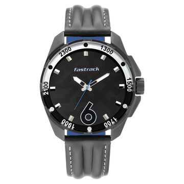 Fastrack Hitlist Quartz Analog Black Dial Leather Strap Watch for Guys