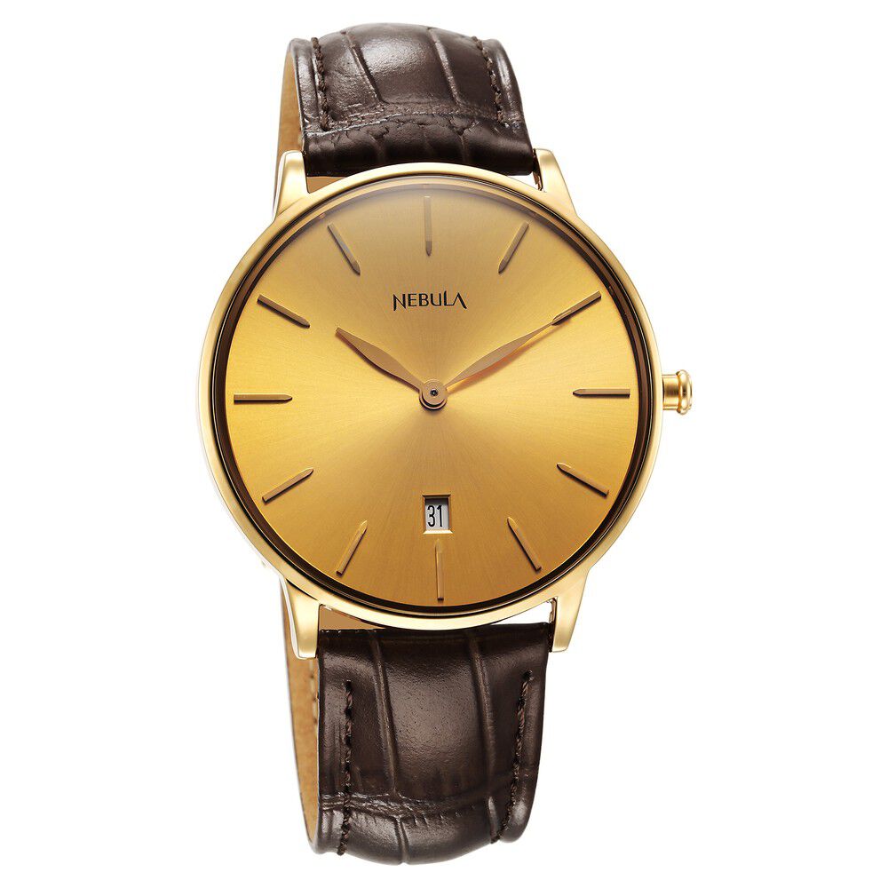 Buy Online Titan Nebula Lustre 18k Gold Analog Leather Strap Watch